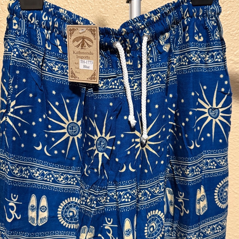 Blue celestial drawstring blue harem jogger bottom pants - Picture 3 of 11
